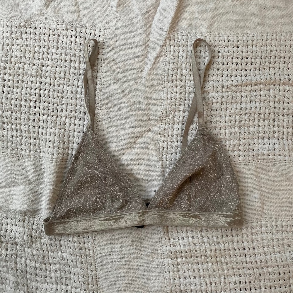 UO Out From Under Sparkle Silver Bralette